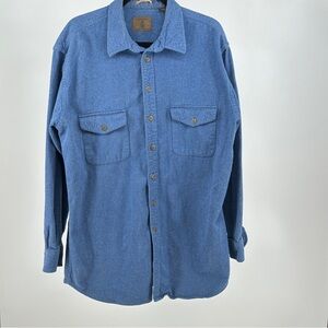Men’s St. John’s Bay‎ 100% Cotton Flannel Blue Button-Up Shirt Cozy